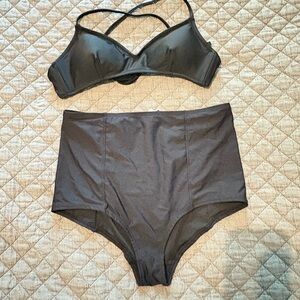 J Crew 2 piece swim black medium